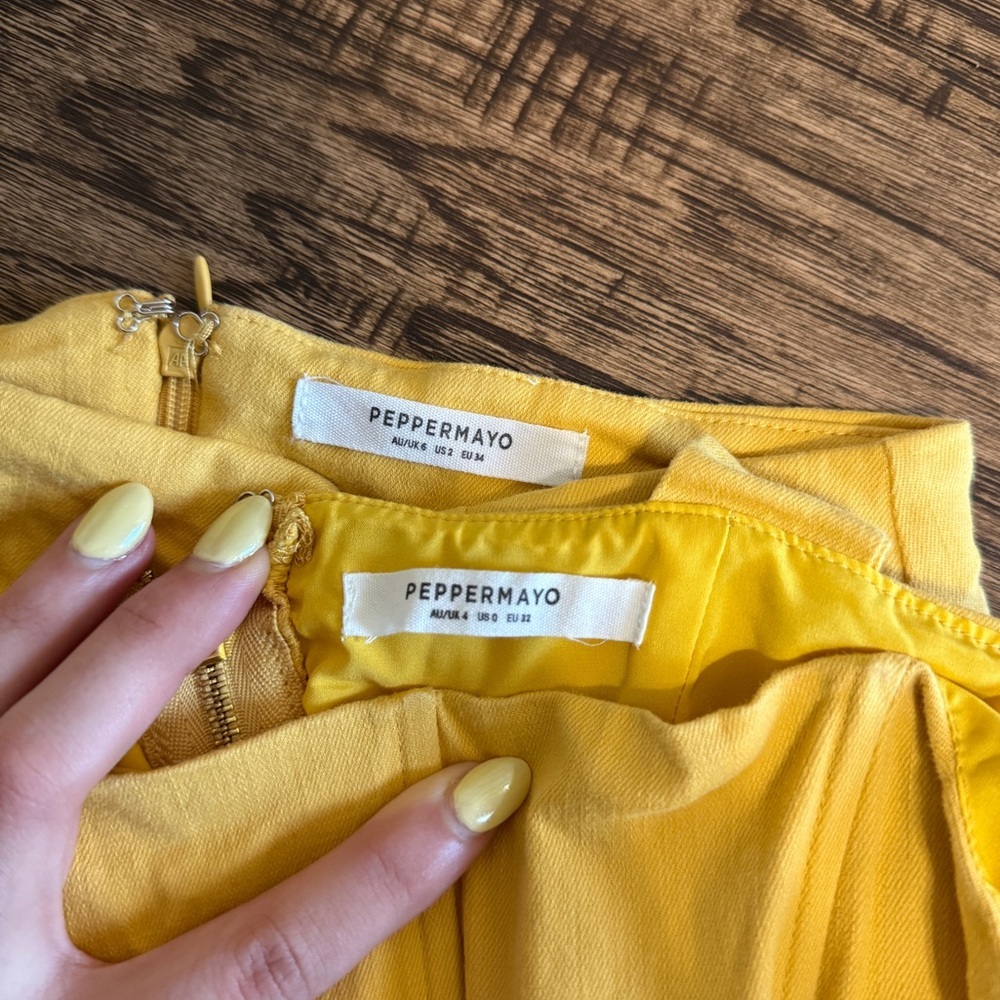 PEPPERMAYO 2PC Matching Set Bustier Corset Top Rooftop Mini Skirt Mustard Yellow - Picture 5 of 13
